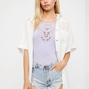 FREE PEOPLE INTIMATELY SOLSTICE SEAMLESS LASER CUT BODYSUIT LAVENDER PURPLE NWOT